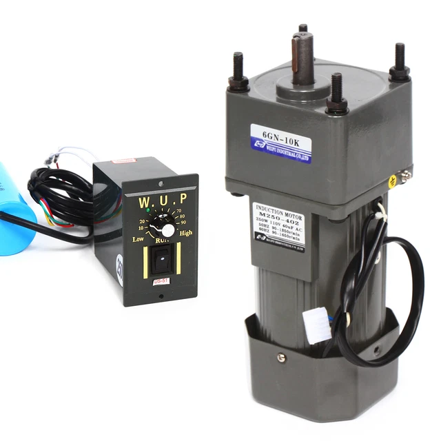 110V AC Gear Motor with 6GN Gearbox 135RPM 1:10K Variable speed controller