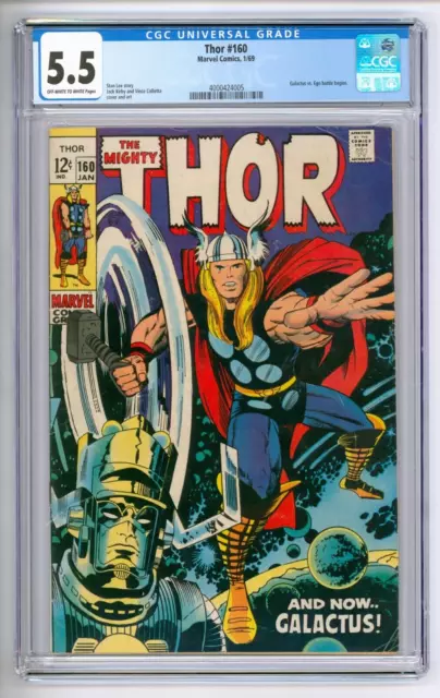 Thor #160 CGC 5.5 FN- Galactus vs Ego battle begins