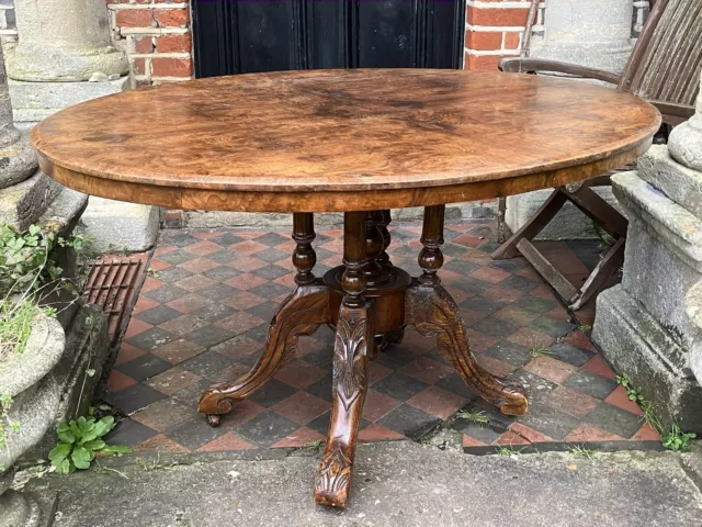 A Fabulous Victorian Burr Walnut Oval Tilt Top Breakfast Kitchen Hall Table