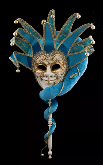 Mask from Venice - Joker - IN Stick And 10 Spikes Blue Golden Top Quality 1369