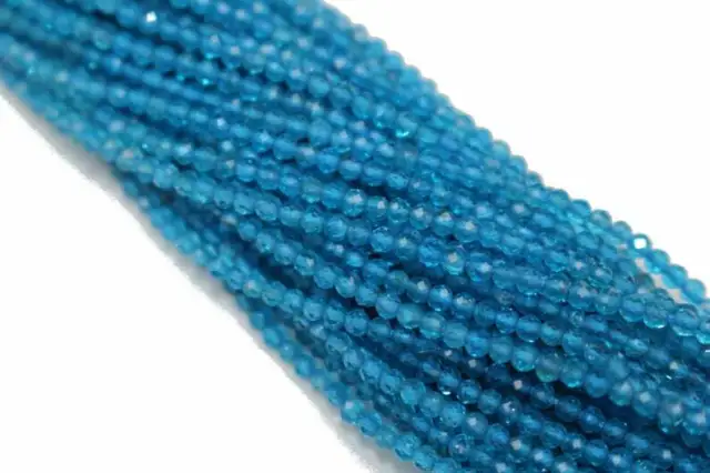 Perline di pietra preziosa 2 mm naturali neon blu apatite sfaccettate rotonde losse AAA + qualità