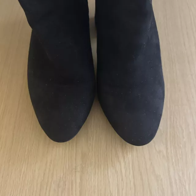 MARKS AND SPENCER Womens Black Block Heel Ankle Boot Suede Wide Fit ...