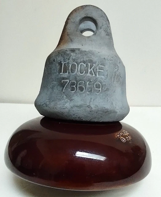 Beautiful Ex Large VTG Brown LOCKE Porcelain High Volt Power Line Insulator 8_31