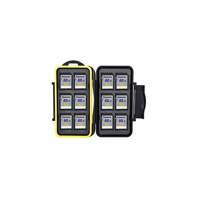 Boîtier étanche JJC Pour Cartes Mémoire - Contient 12 Cartes SD Et 12 MicroSD - Résistant à L'eau, Chocs Et Poussière
