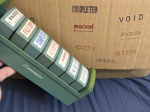 Vintage Shachihata Xstamper 7 + Tray Faxed Copy Void Original Completed Received