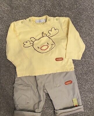 'Lapin Bleu'Xmas Baby Boys Two Piece Set Trousers and Matching Top Age 12 Months