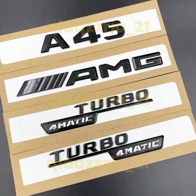 Für Mercedes Benz A45 AMG TURBO 4MATIC Kotflügel Embleme Abzeichen Schwarz Glanz