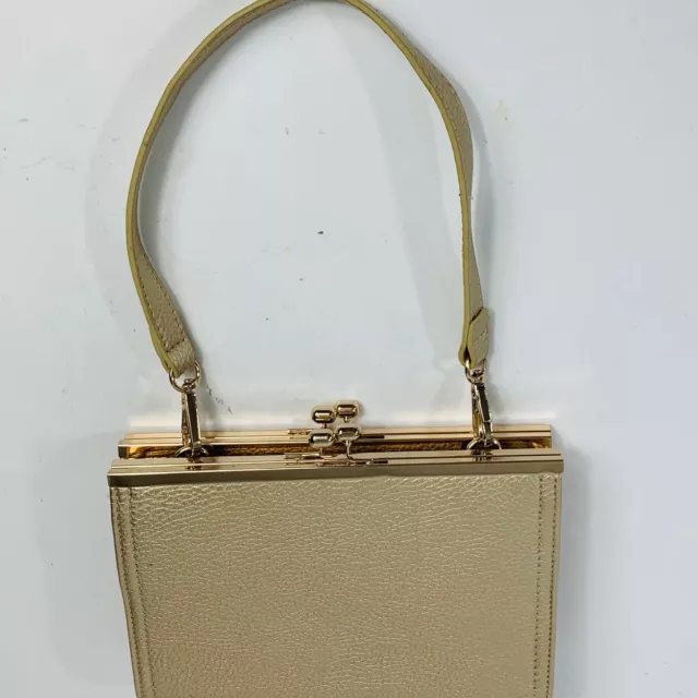Retro Frame Purse Golden Pebble Style Handbag Double Kiss Clasps Regency Glam 3
