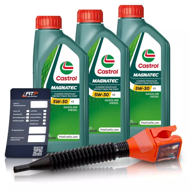 3X 1 L Litre Castrol Magnatec Stop-Start 5W-30 C2 Engine Oil For Fiat 9.55535-S1