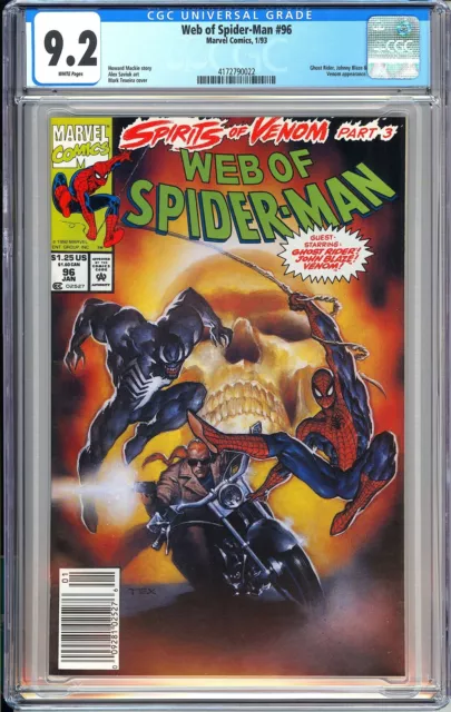 Web of Spider-Man 96 CGC 9.2 1993 4172790022 Newsstand Ghost Rider-Blaze-Venom