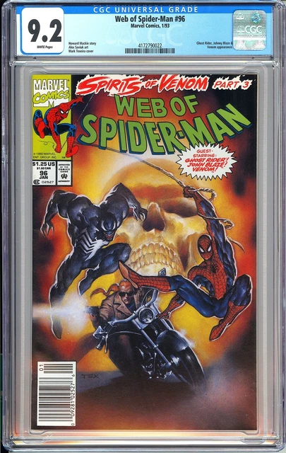 Web of Spider-Man 96 CGC 9.2 1993 4172790022 Newsstand Ghost Rider-Blaze-Venom