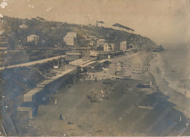 1924 CELLE LIGURE Lido Piani BAGNI CHALET Savona RARA Fotografia 