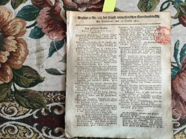 1811 Zeitung  Hamburg b168 Einberufung Hagenow Toddin Lübtheen Kraak Lübbendorf