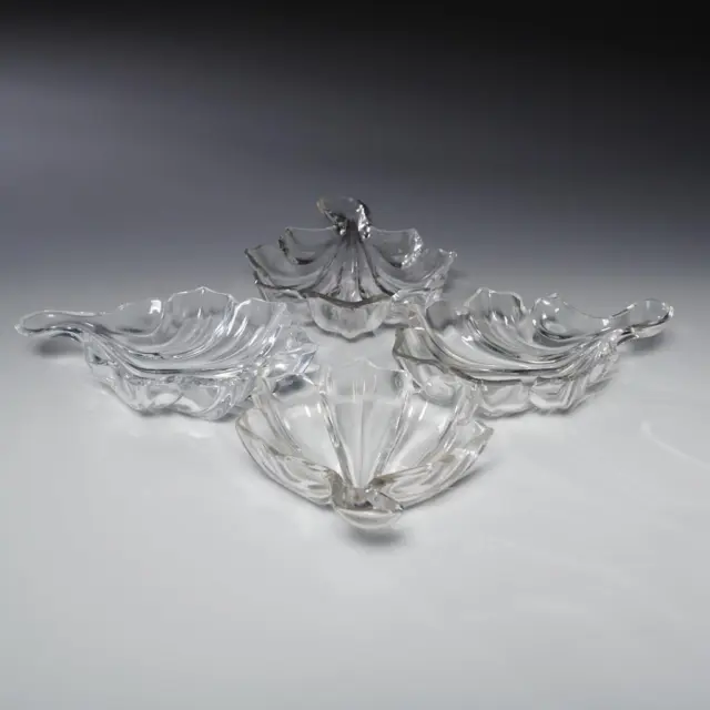 Baccarat Crystal Glass Small Leaf Sauce Bowl Trinket Dishes Lot 4x5" Set of 4