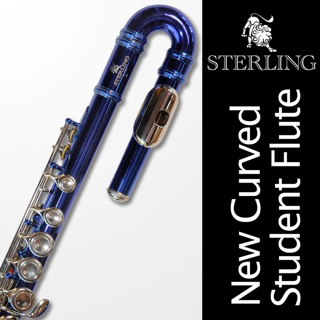 STERLING BLUE and SILVER Curved Head FLUTE • With Straight and Curved Headjoints