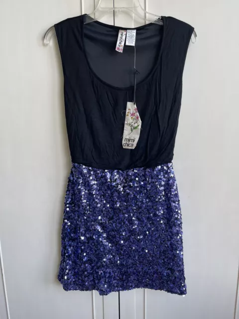 Mimi Chica S Woman's Black Sleeveless Purple Sequin Cocktail Party Dress NWT