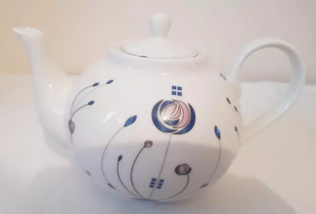 Inspired Mackintosh Rose Design China Teapot , Blue & Pink Rose