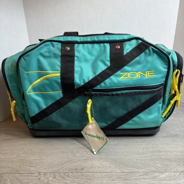 Brunswick 2 Ball Premium Shoulder Tote Bowling Bag Aqua And Yellow