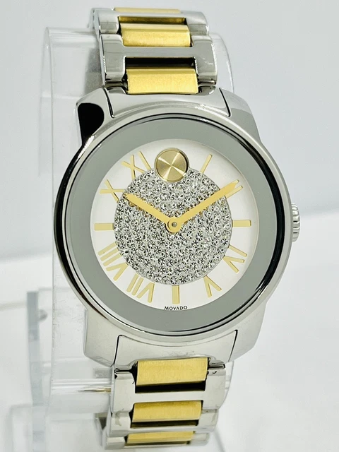 Movado Women's BOLD Two Tone Sapphire 32mm Steel Crystal Dial Watch 3600256