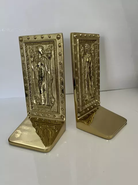 Vtg 1984 Brass Bookends Doors of the Library of Congress Virginia Metalcrafters