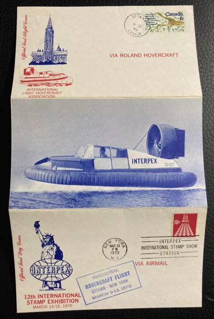 INTERPEX SHOW COVER —HOVERCRAFT Inaugural Flight, MAR.9-13 1970 Ottawa-New York