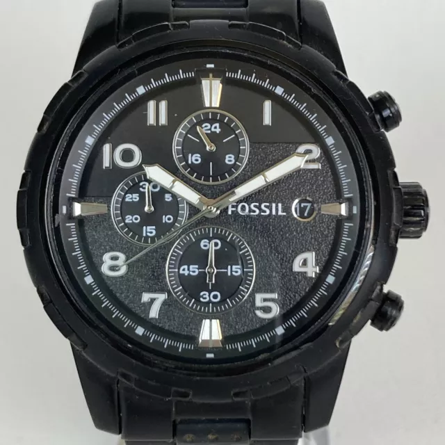 Fossil Dean Chronograph Watch Men Black Date WR 50M New Battery 8" 45mm