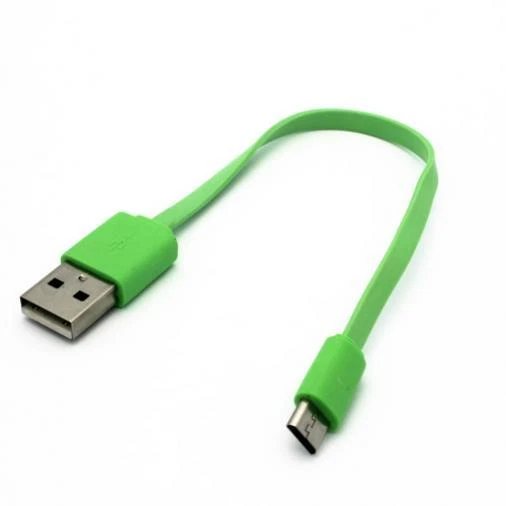 SHORT USB CABLE MICROUSB CHARGER CORD POWER WIRE GREEN FLAT for PHONES & TABLETS