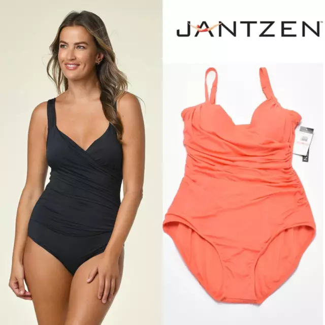 NEW Jantzen Tummy Control Surplice One piece Swimsuit Adjustable Straps Sz 10