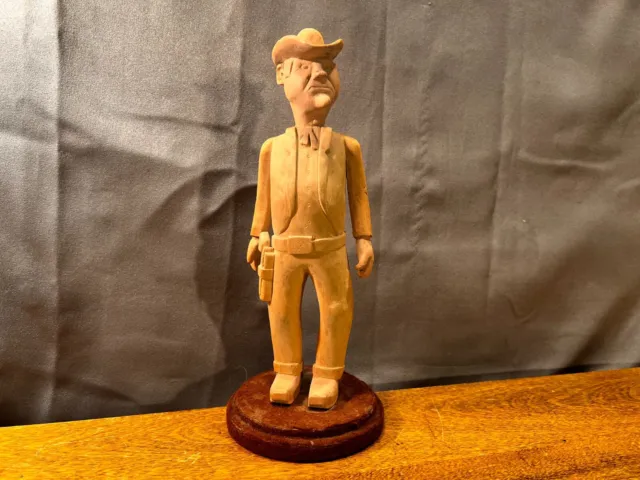 Vintage Folk Art Hand Carved Wooden Cowboy Western Art Figure Sculpture