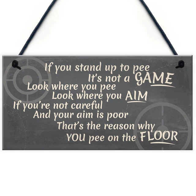 FUNNY TOILET SIGN Stand Up To Pee Quote Vintage Bathroom Door Loo Wall