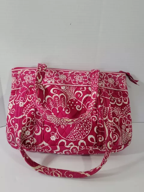 Vera Bradley M L Twirly Birds Pink White Tote Shoulder Zip Bag Girly Bold Summer