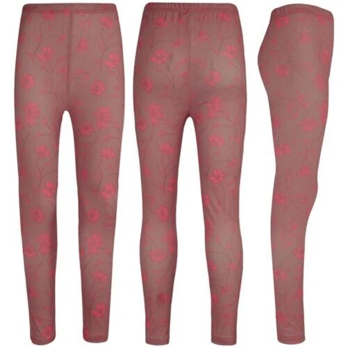 Bambine Legging Salmone Floreale Rosa Morbido Elasticizzato Comodo Estate Fondo