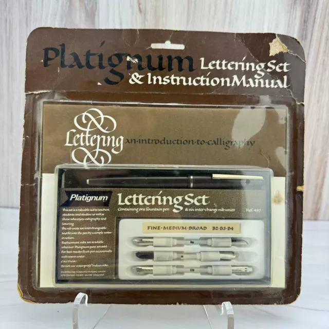 Platignum Lettering Set Fountain Pen & 6 Inter Change Units England Vintage NEW