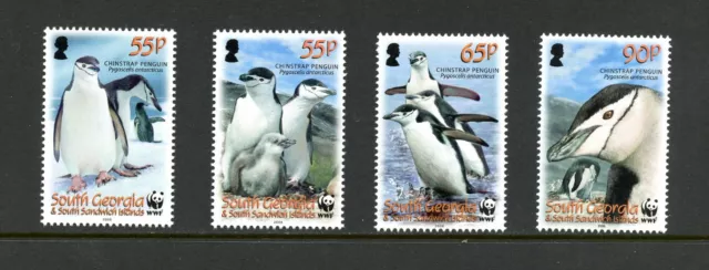 N388 Du Sud Géorgie 2008 Oiseaux Jugulaire Pingouins Wwf 4v. MNH