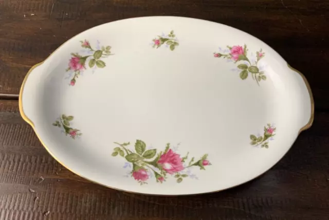 Vintage Porcelain Moss Rose by Japan Medium Size Oval Platter 12-5/8” X 8-1/2”