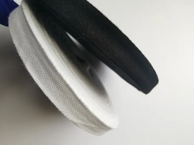 13 19 25mm 100% Cotton Tape Bunting Tape Cotton Ribbon Black White Boning Casing
