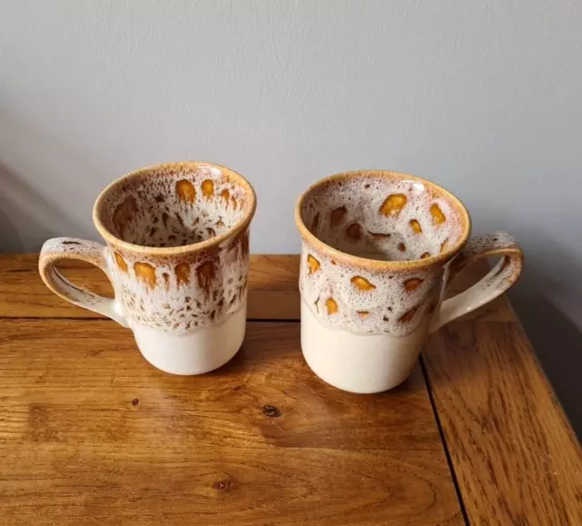 2 X Coffee Mugs Fosters Blonde Honeycombe Cornish Pottery