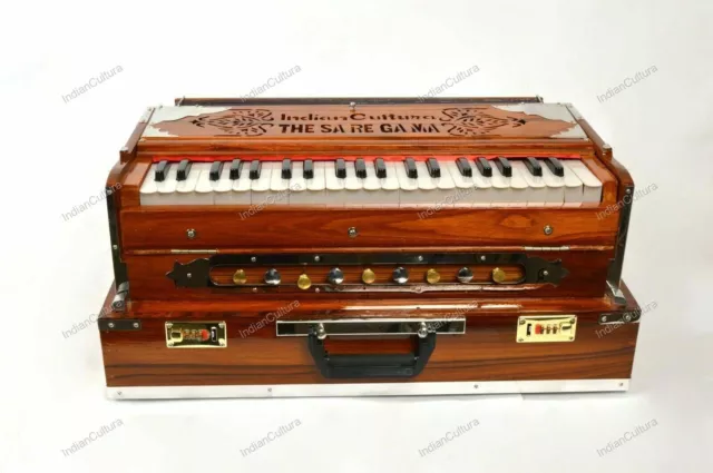 Portable 3.5 Octave 9 Stopper Calcutta Style Harmonium Baja With Bag