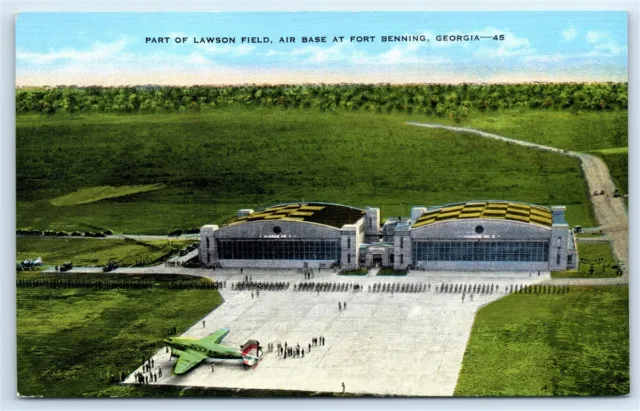 Postcard Part of Lawson Field, Air Base at Fort Benning, Georgia soldiers G102