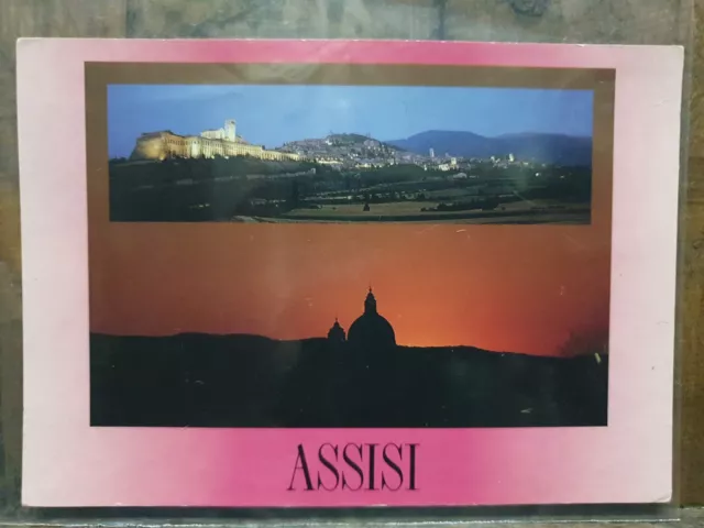 Assisi- Panorama Di Notte- San Francesco-Cartolina Post Card-Umbria-Arte- A1