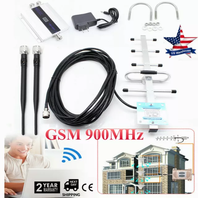 GSM 900MHz Cell Phone 2/3/4G Mobile Signal Repeater Amplifier Extender+Yagi Kit