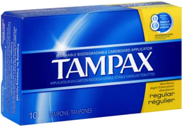 Tampones Tampax regulares 10 cada uno (paquete de 10)