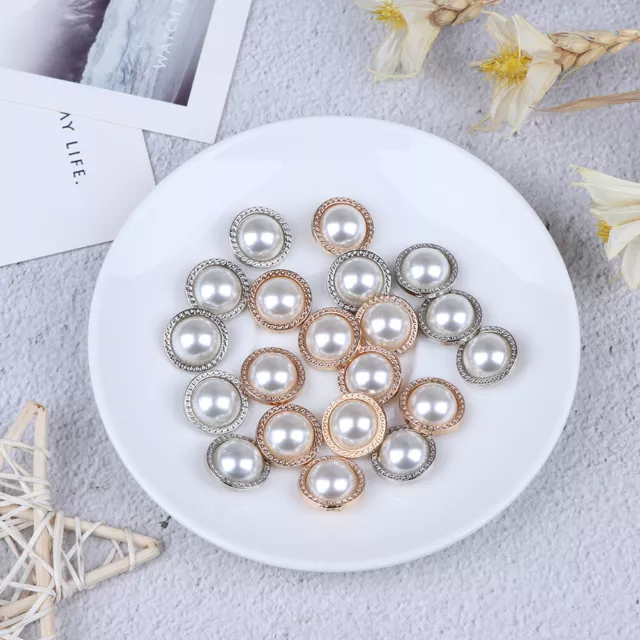 10x Pearl Metal Shank Buttons for Sewing Scrapbooking DIY Craft Decoratio YT