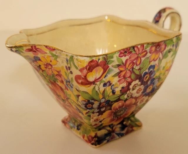 Rare Chintz Pattern Pre-1930 Vintage Royal Winton Grimwades Ascot Creamer Sugar 2