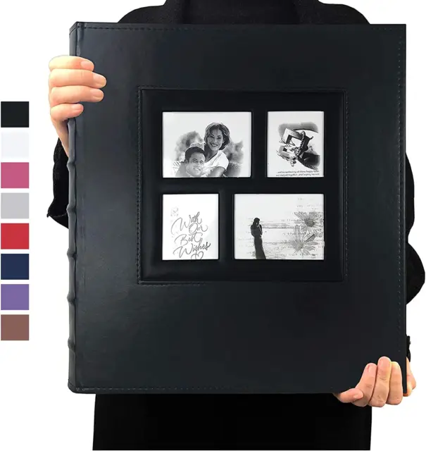 Photo Album 4X6 600 Photos Black Pages Large Capacity Leather Cover Wedding Fami