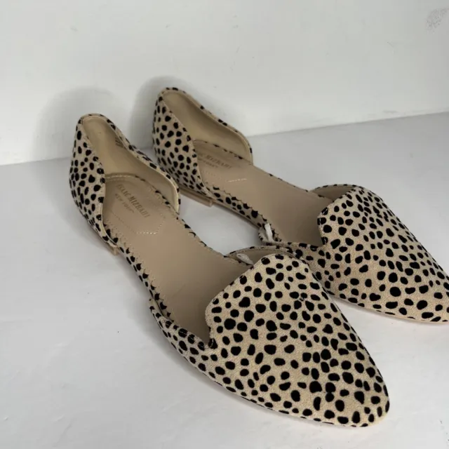 ISAAC MIZRAHI Leopard Print Pointed Toe Flats Shoes Size 9.5 Black Tan Suede