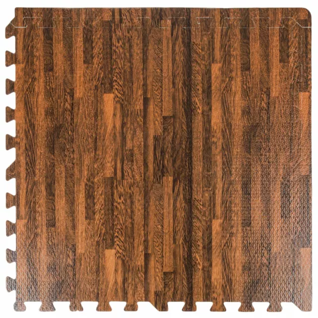 4pc/16Sq Ft EVA Foam Floor Play Mat Wood Effect Tiles Gym Exercise Home Flooring
