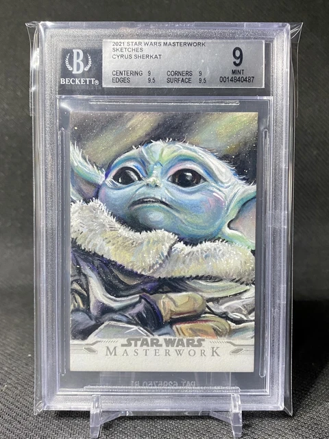 2021 Topps Star Wars Masterwork Grogu “The Child” Sketch Card - Grail - BGS 9