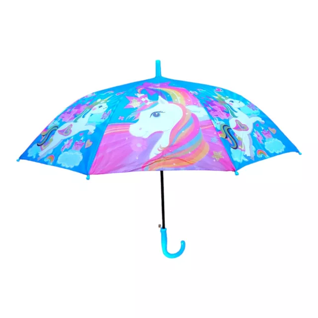 Automatic Open Kids Blue Rainbow Unicorn Rain Umbrella *Kids Girls Toddlers*