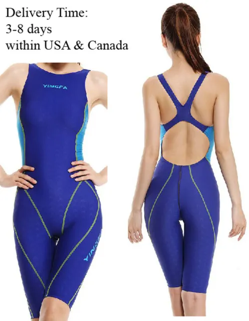 Training Competition One Piece Swimsuit Women Knee Length Sport